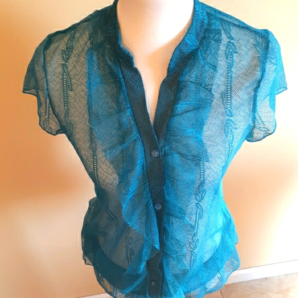 Rue 21 Ruffled Mesh Blouse - Picture 3 of 7